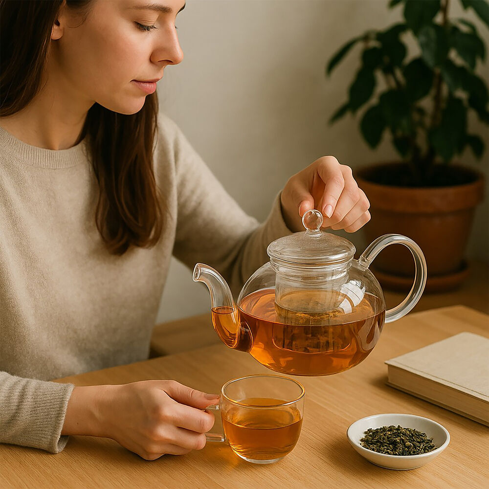 NF Living 600ml Nina Glass Teapot Kitchenware Modern Design Clear — image 4