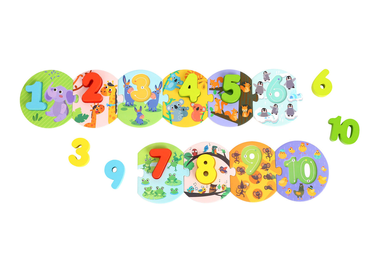 Tooky Toy Number Wooden Kids Learning Puzzle In Carry Box 3+ Educational