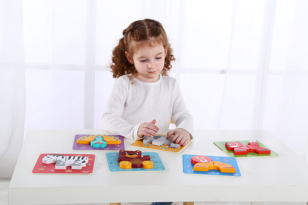 Tooky Toy 6 In 1 Mini Wooden Kids/Toddler Learning Animal Puzzle Play Set 12m+ — image 3