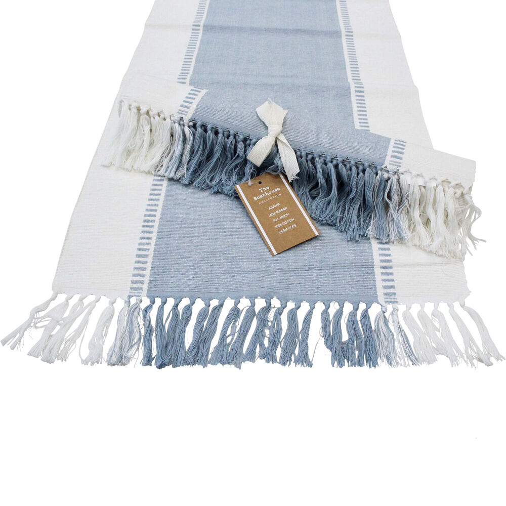 LVD 40x180cm Stonewashed Chambray Cotton Atlanta Table Runner — Blue