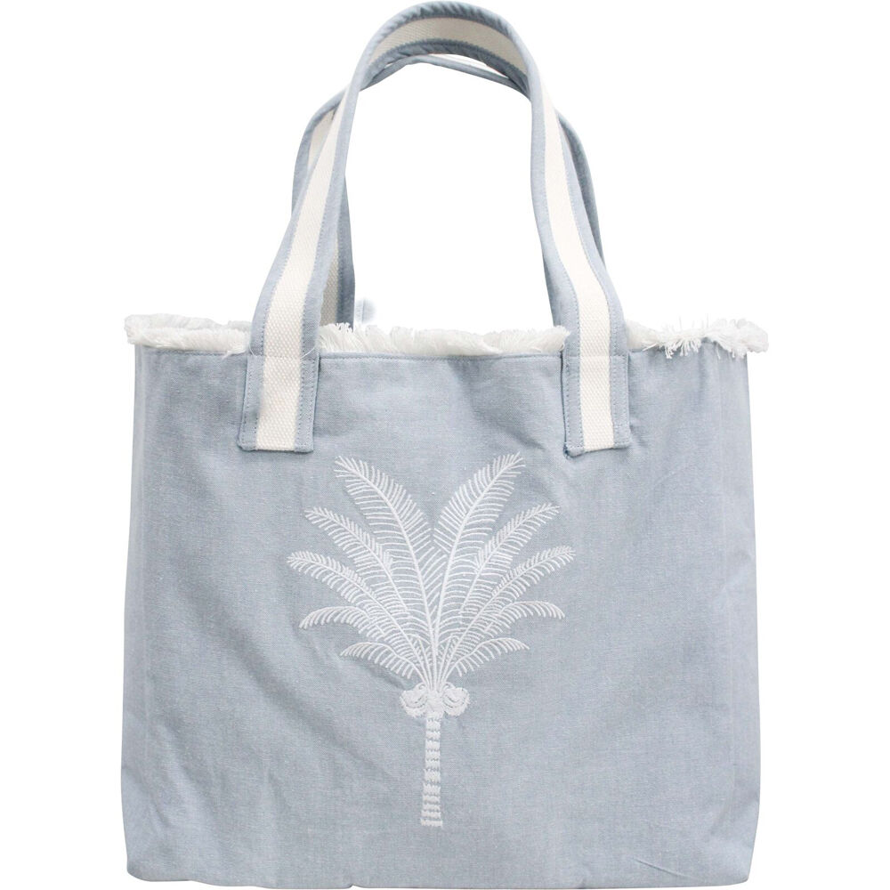 LVD 40x35cm Blue/White Stonewashed Chambray Cotton Palm Cove Tote Bag