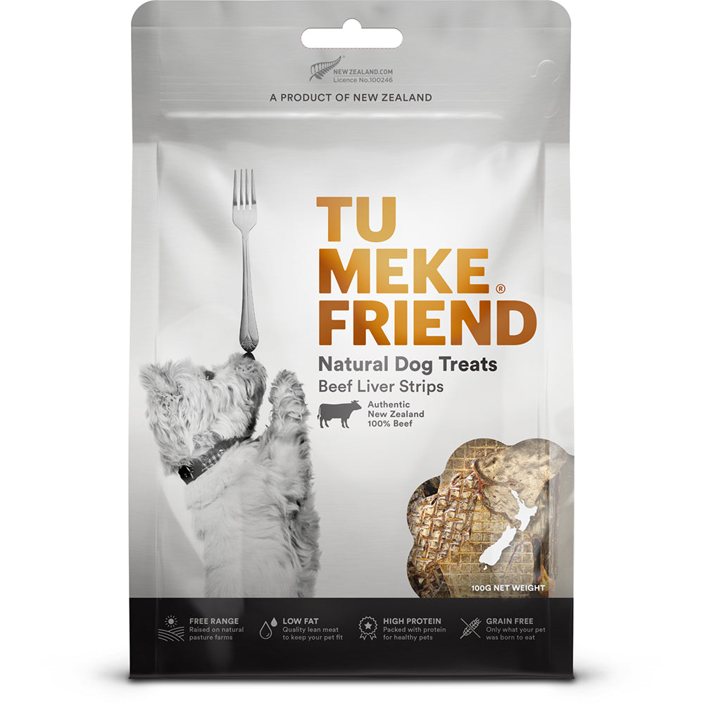TU Meke Friend 100g Air-Dried Natural Dog Treats Beef Liver Strips Pet Food Bag