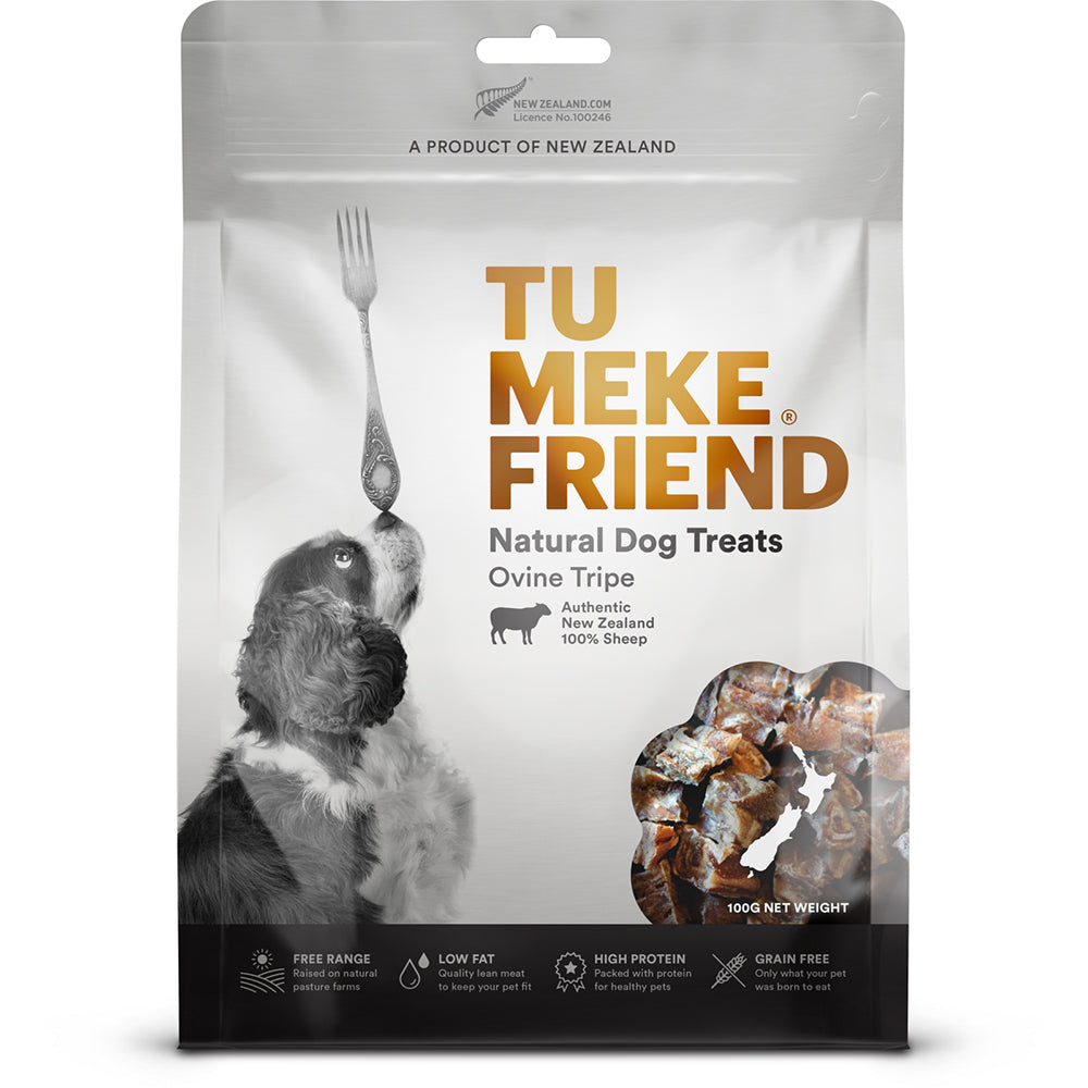 TU Meke Friend 100g Air-Dried Natural Dog Treats Ovine Tripe Pet Reward Bag