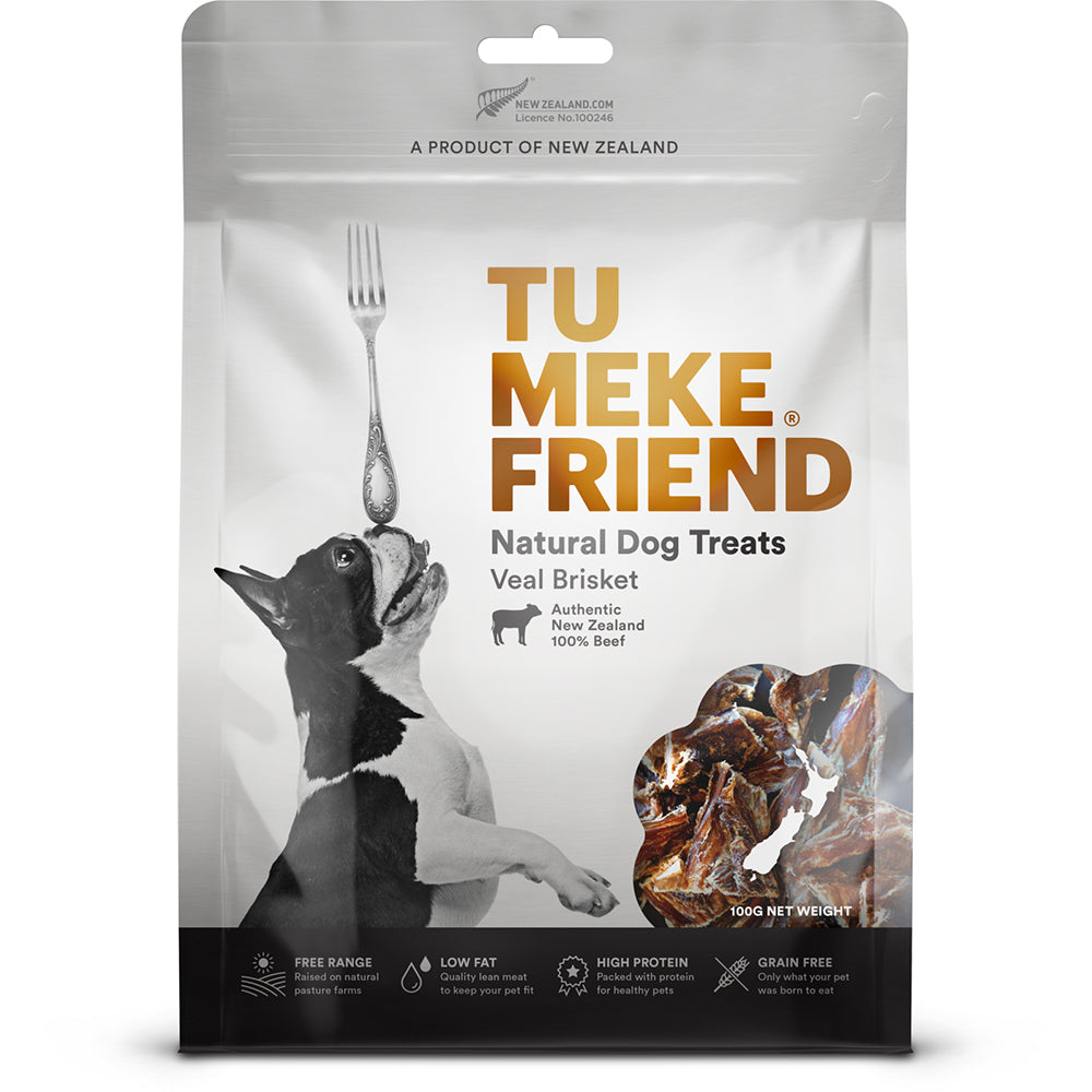 TU Meke Friend 100g Air-Dried Natural Dog Treats Veal Brisket Pet Reward Bag