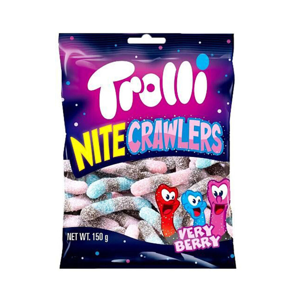 Trolli Nite Crawlers Fruit-Flavoured Sour Worm Gummy Lollies 150g (10 Pack) — image 2
