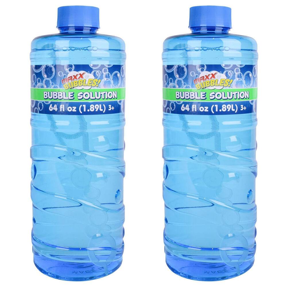 Maxx Bubbles Bubble Solution Refill Bottle w/ Wand 64oz/1.89L Kids Play Toy (2 Pack)