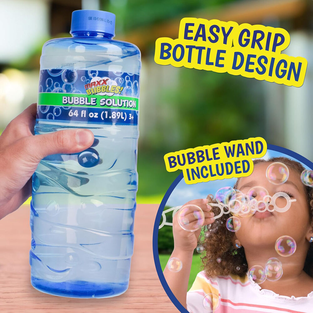 Maxx Bubbles Bubble Solution Refill Bottle w/ Wand 64oz/1.89L Kids Play Toy (2 Pack) — image 2