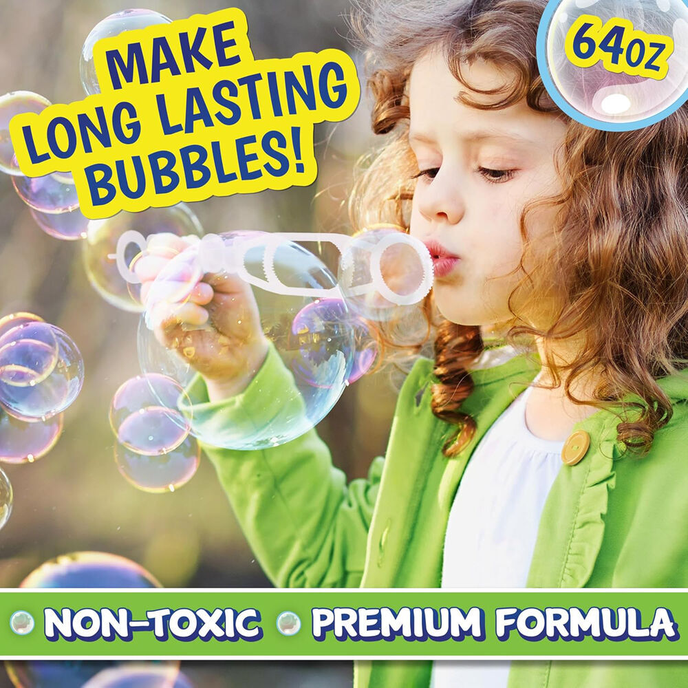 Maxx Bubbles Bubble Solution Refill Bottle w/ Wand 64oz/1.89L Kids Play Toy (4 Pack) — image 6