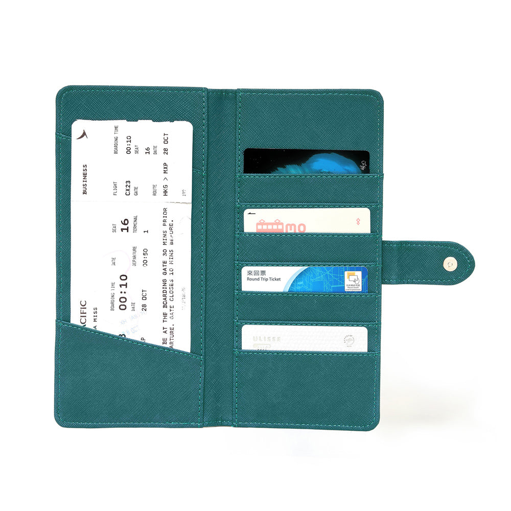 Legami Travel Organiser Passport/Card Holder Zipper Folio Wallet Petrol Blue