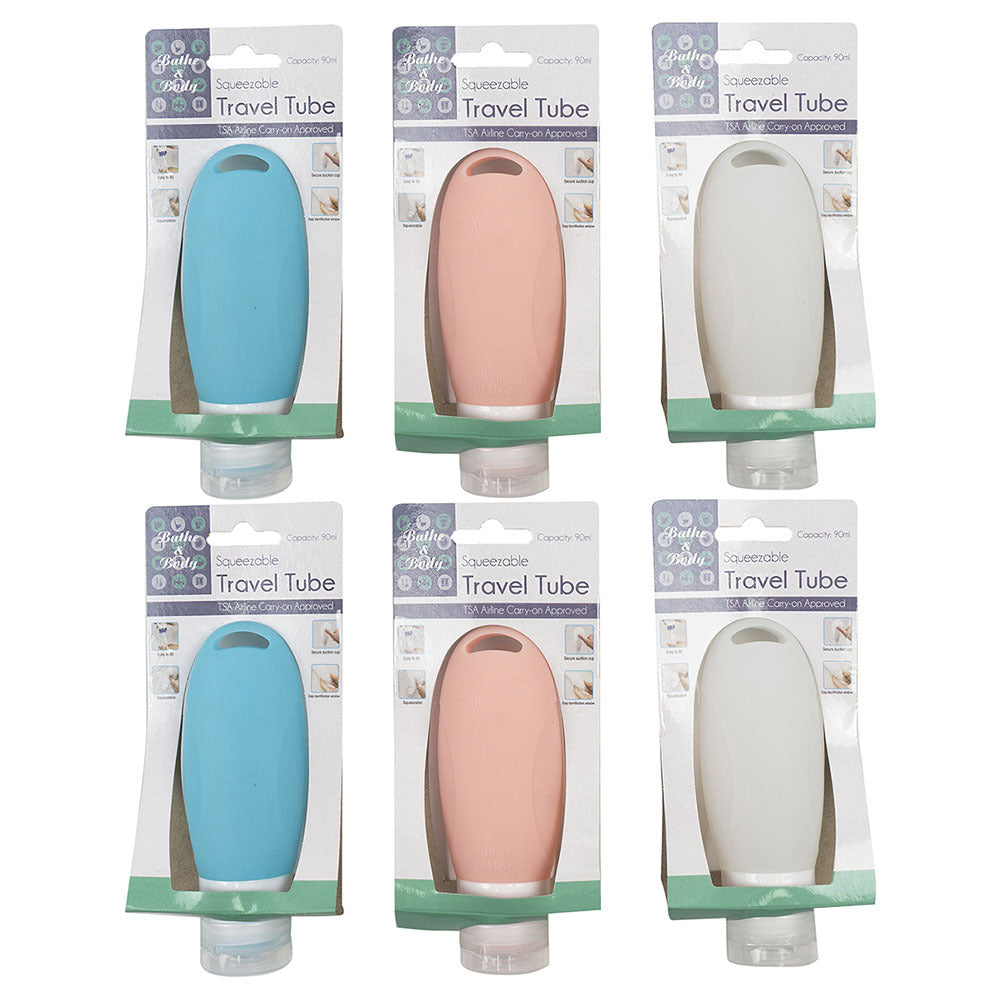Bathe & Body 89ml Bathroom Shampoo/Lotion Safe Storage Silicone Bottle Set (6 Pack)