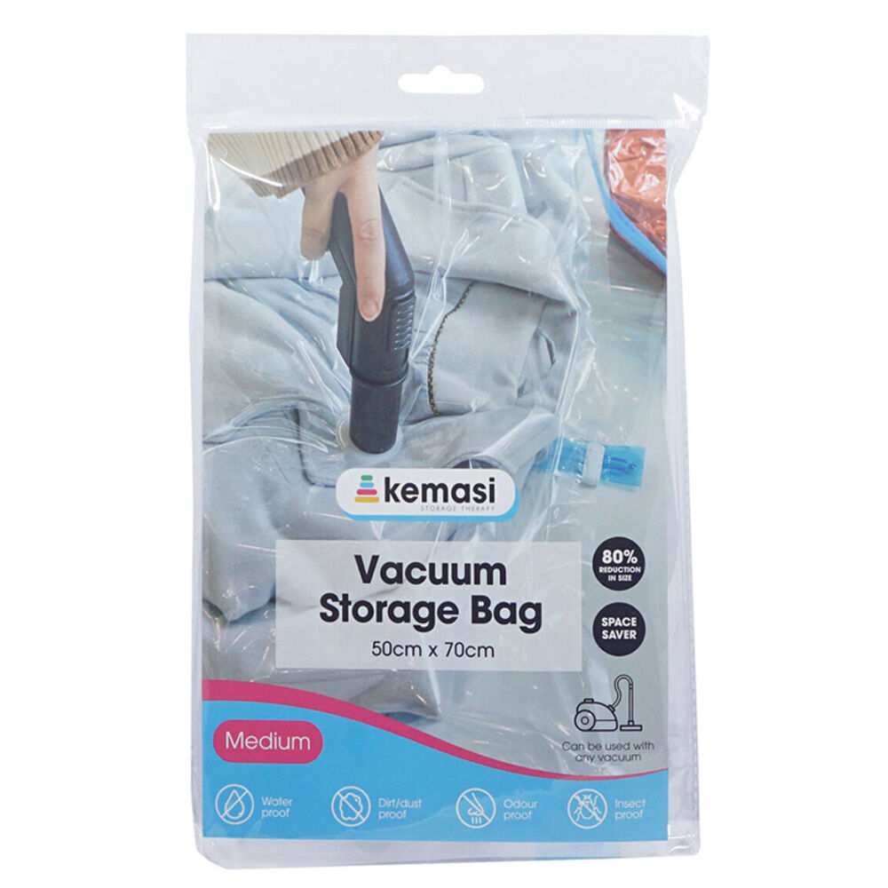 Kemasi Medium Airtight Vacuum Sealed Storage Bag 50x70cm Clear/Blue (12 Pack) — image 2