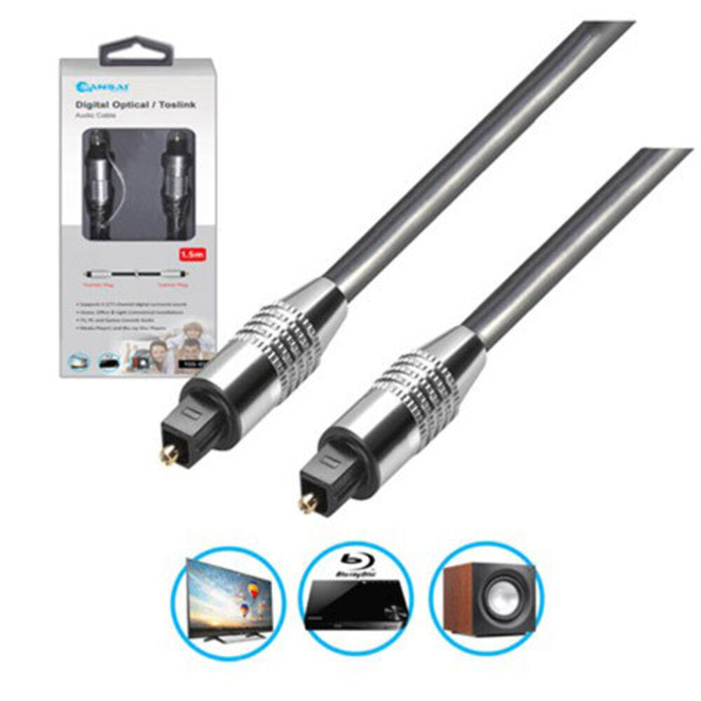 Sansai 1.5m Digital Audio Optical/Toslink Fibre Lead Cable for TV/Sound Bar — image 2