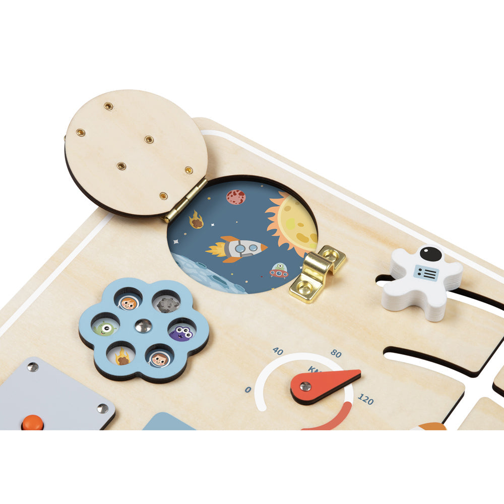 Tooky Toy Busy Board - Space Kids/Childrens Wooden Interactive Toy 3y+ — image 2