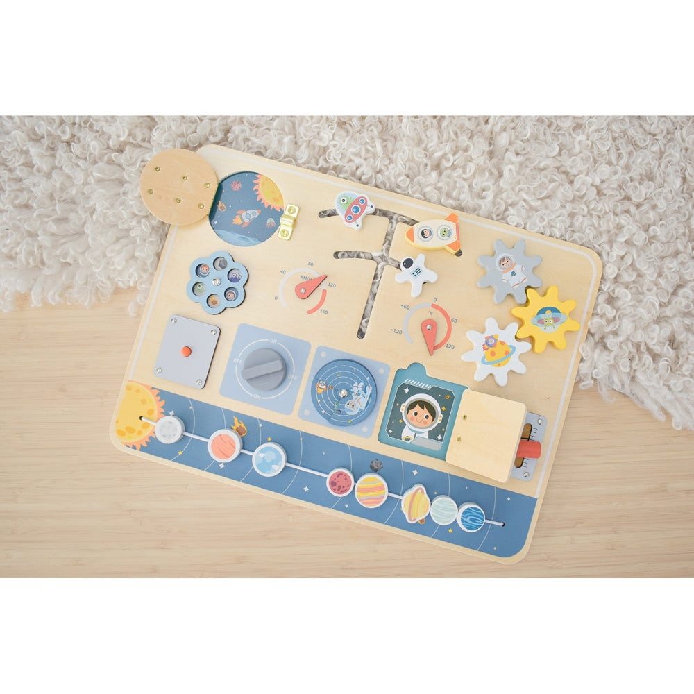 Tooky Toy Busy Board - Space Kids/Childrens Wooden Interactive Toy 3y+ — image 5