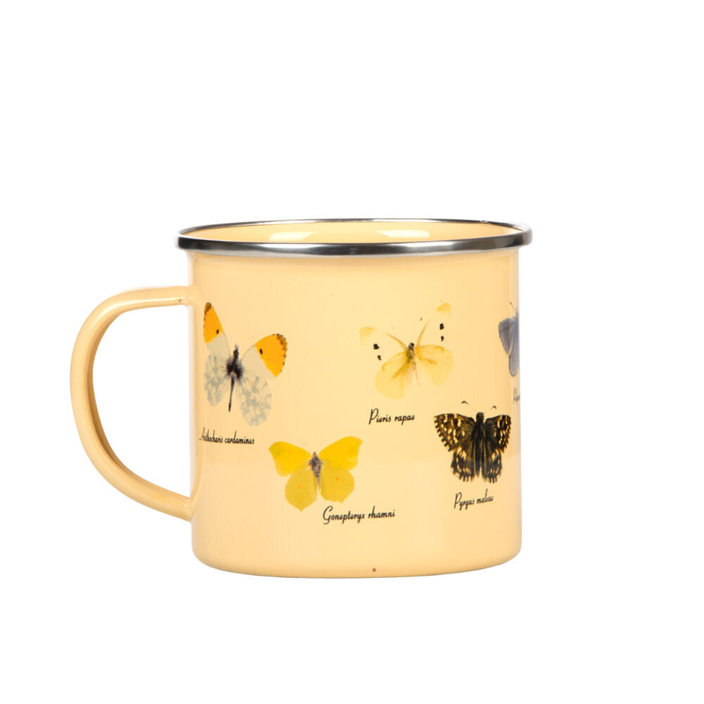 Esschert Design Enamel Mug Butterflies Coffee/Tea Drink Cup 0.5L Yellow (2 Pack) — image 3