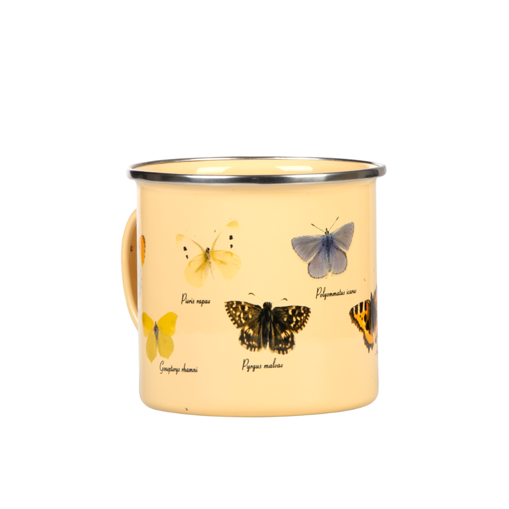 Esschert Design Enamel Mug Butterflies Coffee/Tea Drink Cup 0.5L Yellow (2 Pack) — image 4