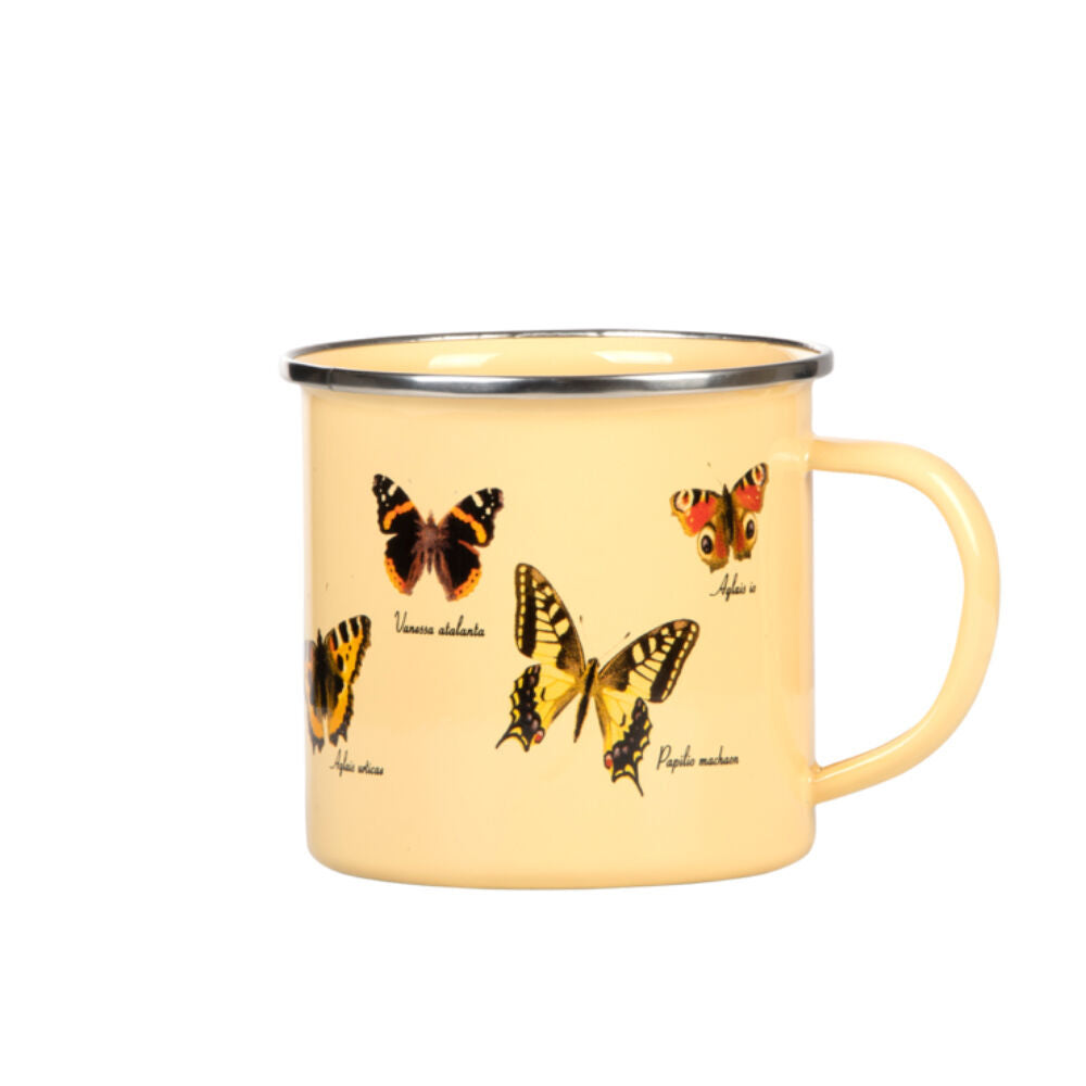 Esschert Design Enamel Mug Butterflies Coffee/Tea Drink Cup 0.5L Yellow (2 Pack) — image 2
