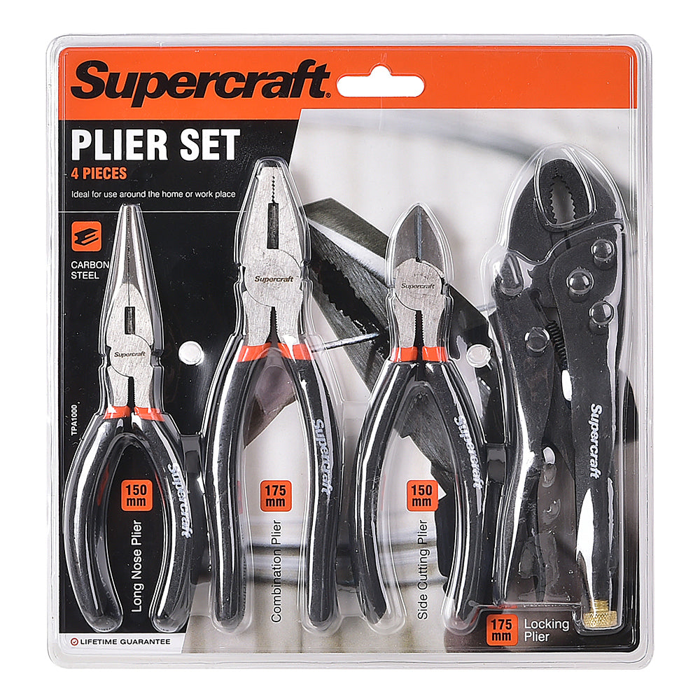 Supercraft Longnose/Combination/Side Cutting/Locking Pliers Home Tool Set (4 Pieces)