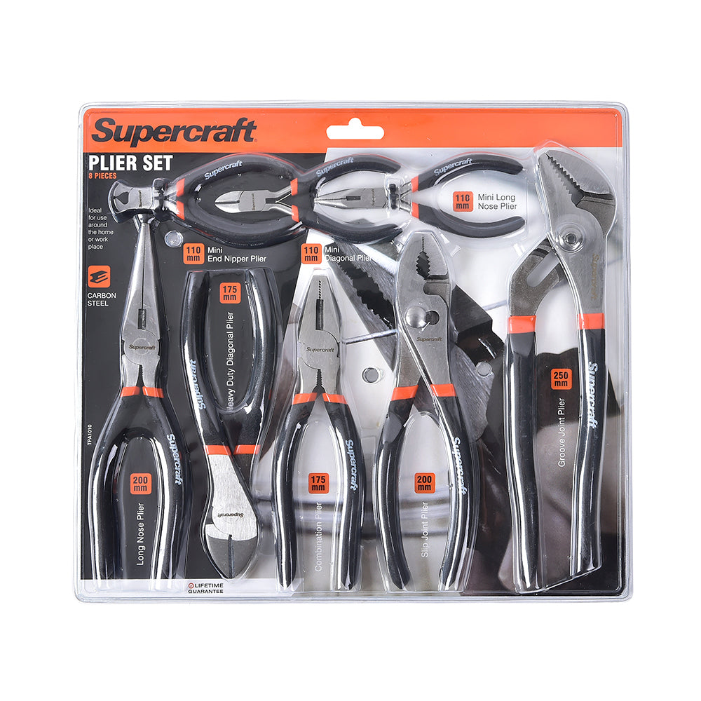 Supercraft Multipurpose Gripping/Cutting Home Improvement DIY Pliers Set (8 Pieces)