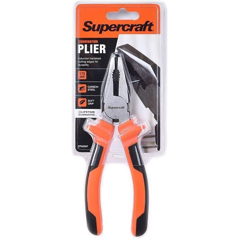 Supercraft Combination Stub Nose Soft Grip Handle Carbon Steel Pliers 175mm