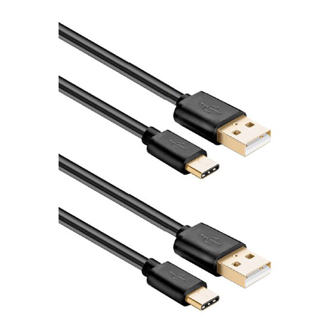 Sansai 2.4m USB-C to USB-A Data Transfer Charging Cable for Samsung S21 Black (2 Pack)