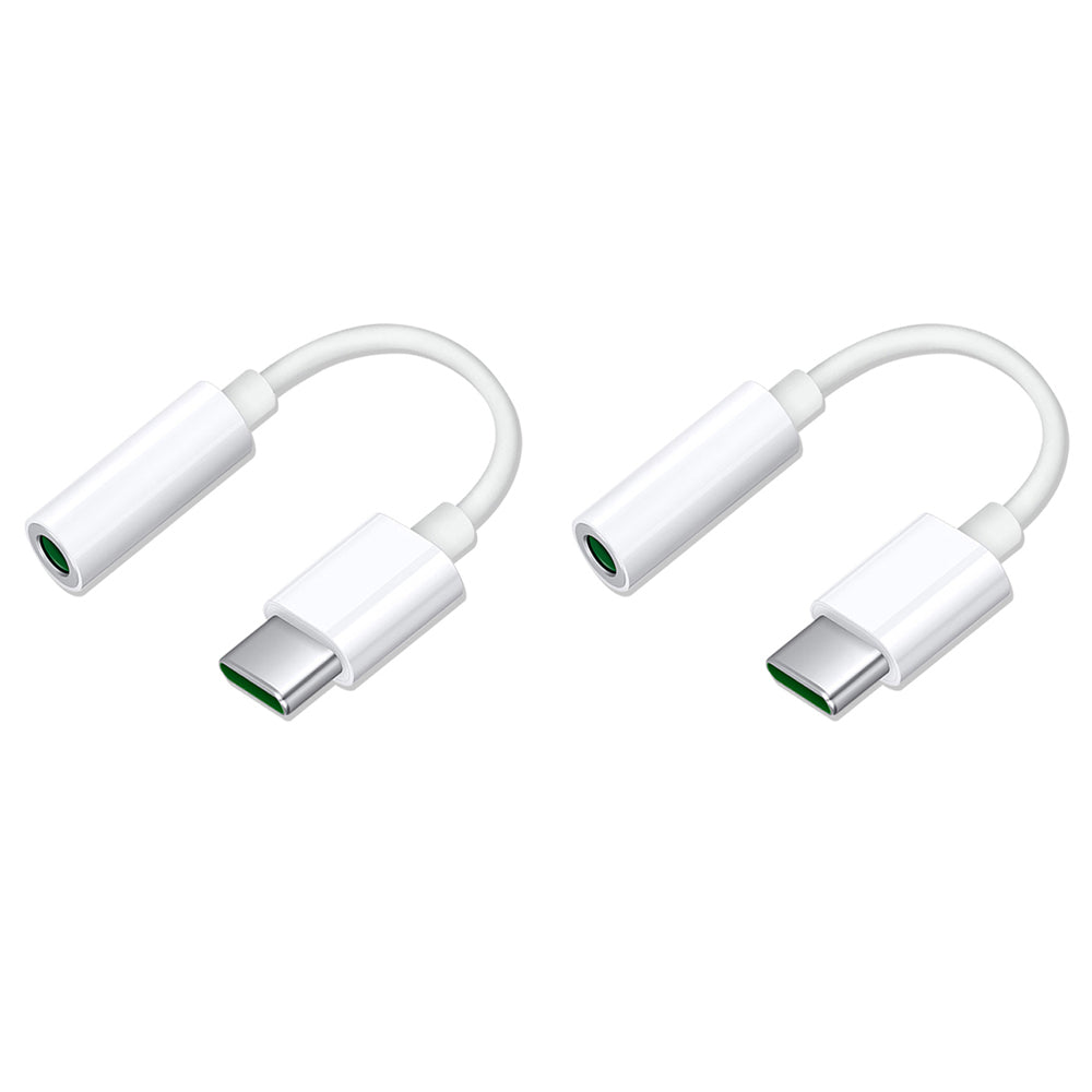 Sansai Universal USB-C to 3.5mm Headphone Audio Jack Adapter/Connector White (2 Pack)