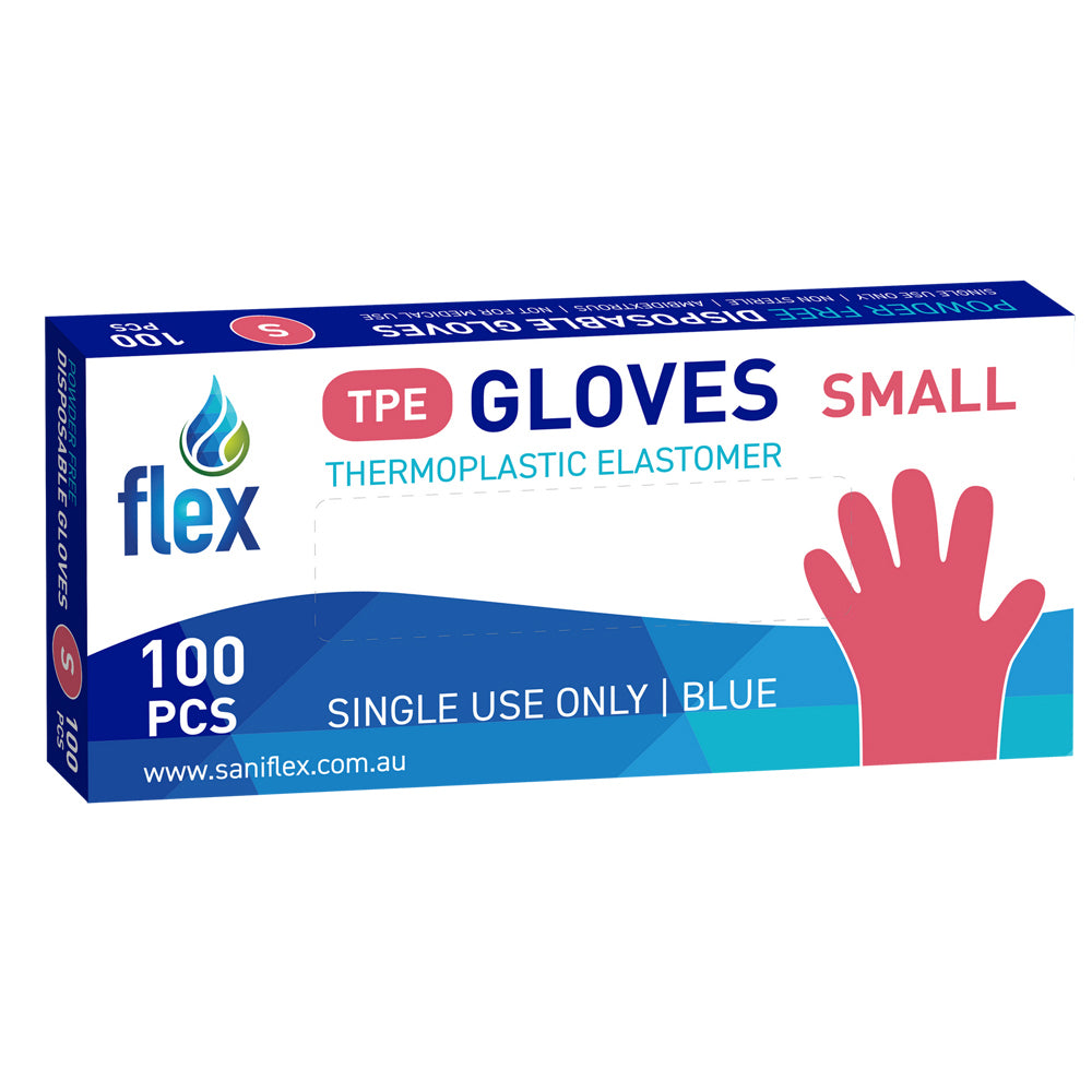Saniflex TPE Disposable Gloves Blue Size S Home Cleaning Work PPE (100 Pieces)