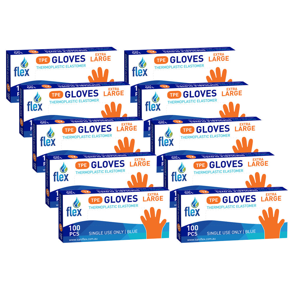 Saniflex TPE Disposable Gloves Blue Size XL Home Cleaning Work PPE (1000 Pieces)