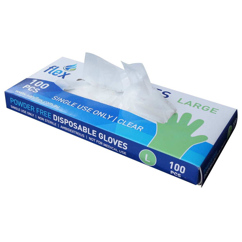 Saniflex TPE Disposable Gloves Clear Size L Home Cleaning Work PPE (100 Pieces)