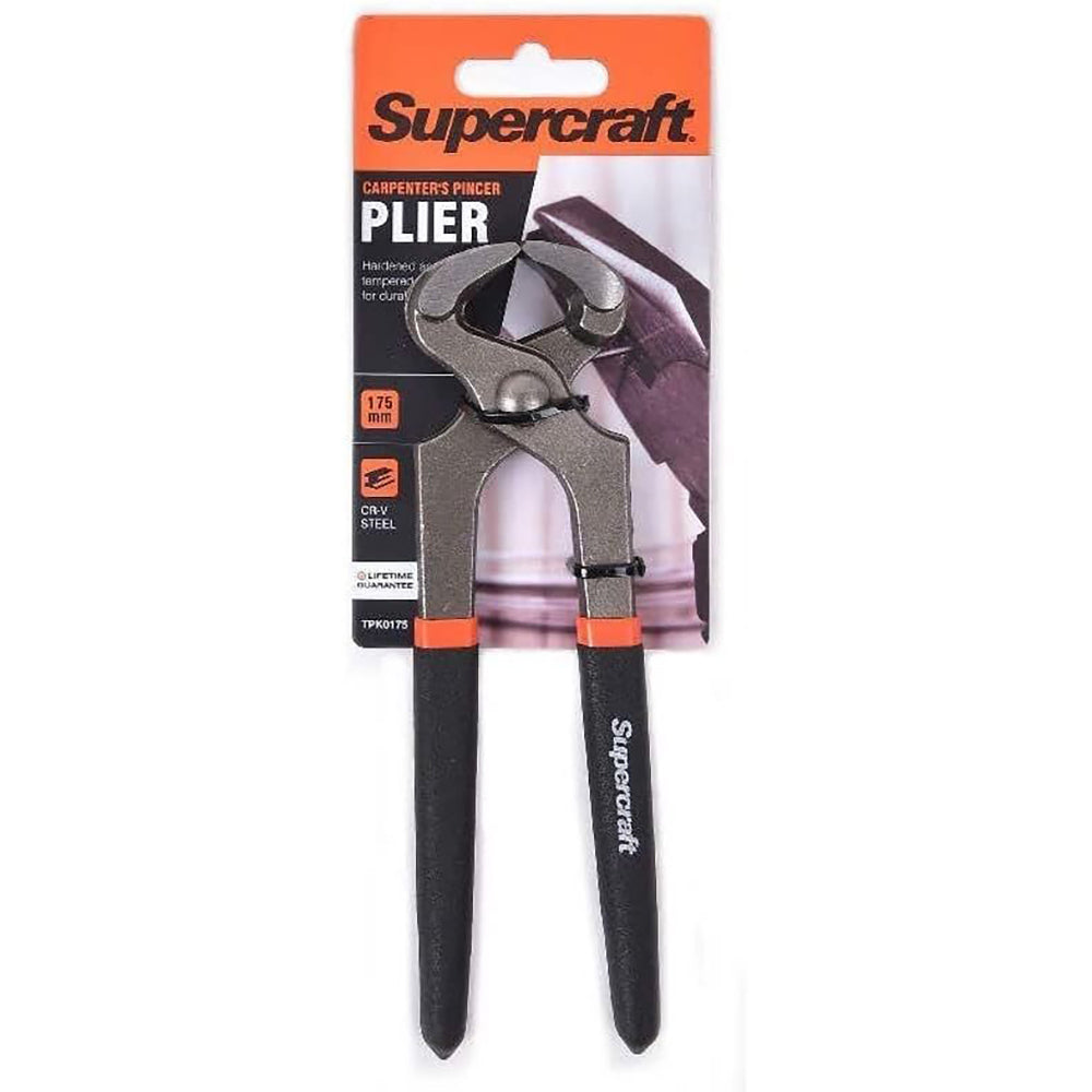 Supercraft Carpenters Pincer Nose Cr-V Steel Pliers 175mm w/ Vinyl Wrap Handles