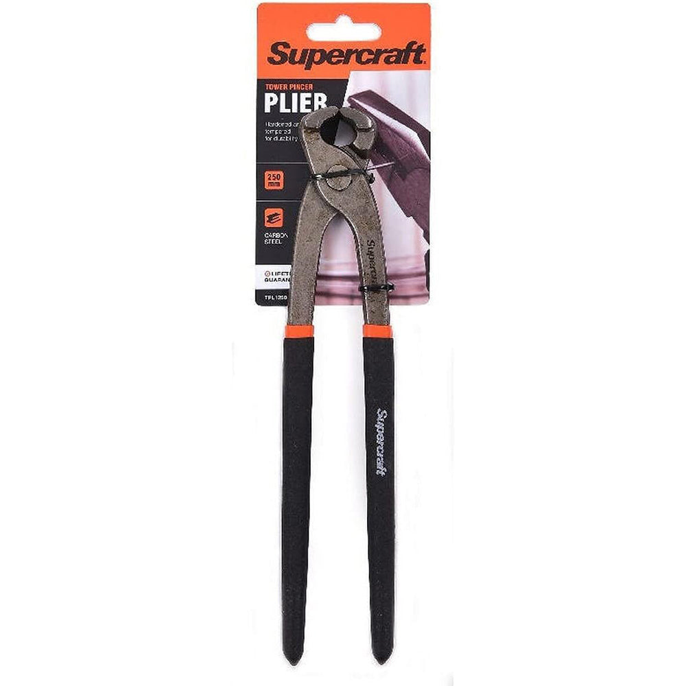 Supercraft Tower Pincer Carbon Steel Pliers 250mm With Soft Grip Handles