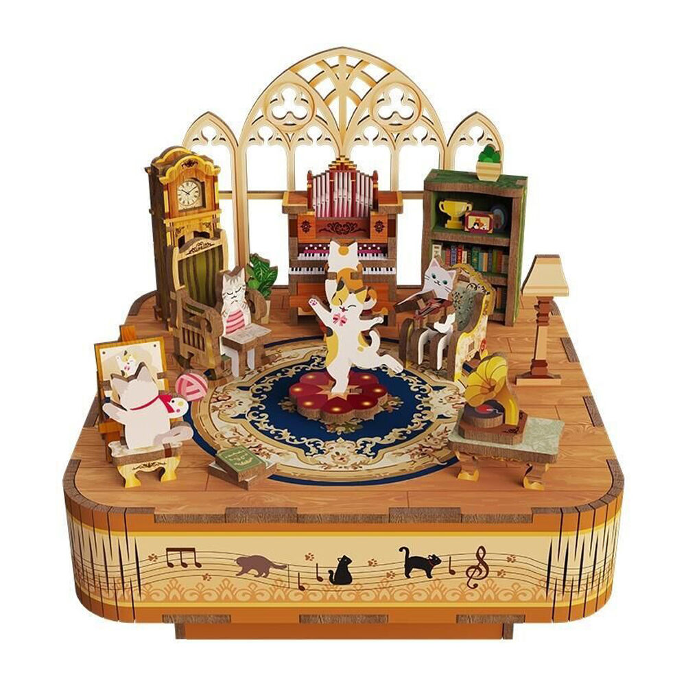 Tonecheer Cats Family 3D Puzzle 140mm DIY Miniature Dollhouse Kit 14y+ (94 Pieces)