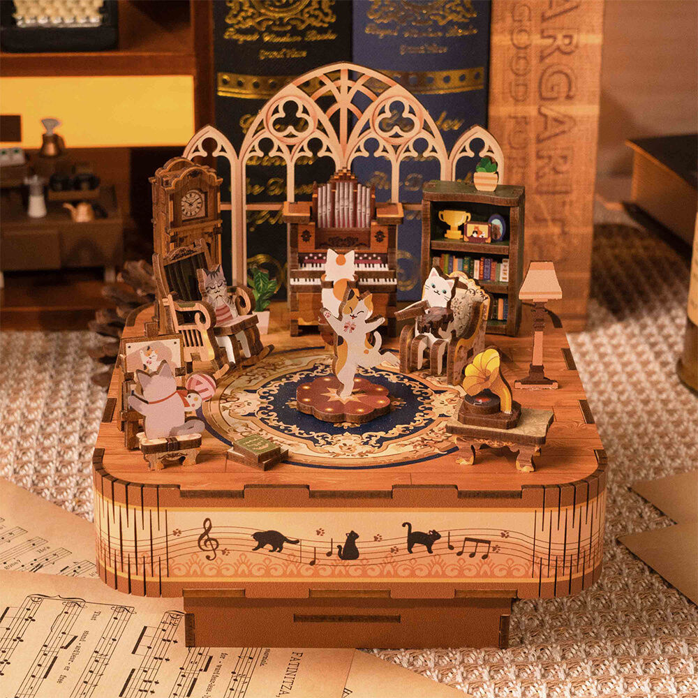 Tonecheer Cats Family 3D Puzzle 140mm DIY Miniature Dollhouse Kit 14y+ (94 Pieces) — image 3