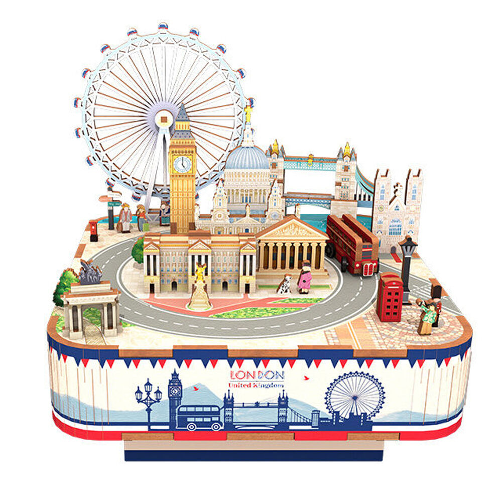 Tonecheer London 3D Puzzle 140mm DIY Miniature Dollhouse Book Nook Kit 14y+ (93 Pieces)