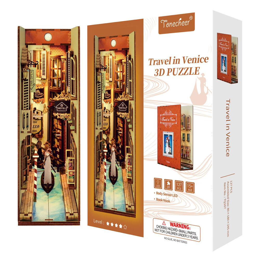 Tonecheer Travel In Venice 3D Puzzle 24.5cm DIY Book Nook Kit 15y+ (127 Pieces) — image 3