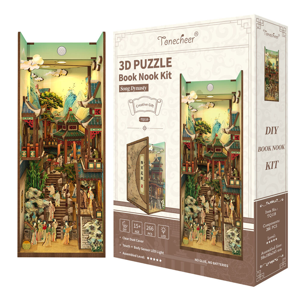 Tonecheer Song Dynasty 3D Puzzle 245mm DIY Dollhouse Book Nook Kit 15y+ (266 Pieces) — image 3