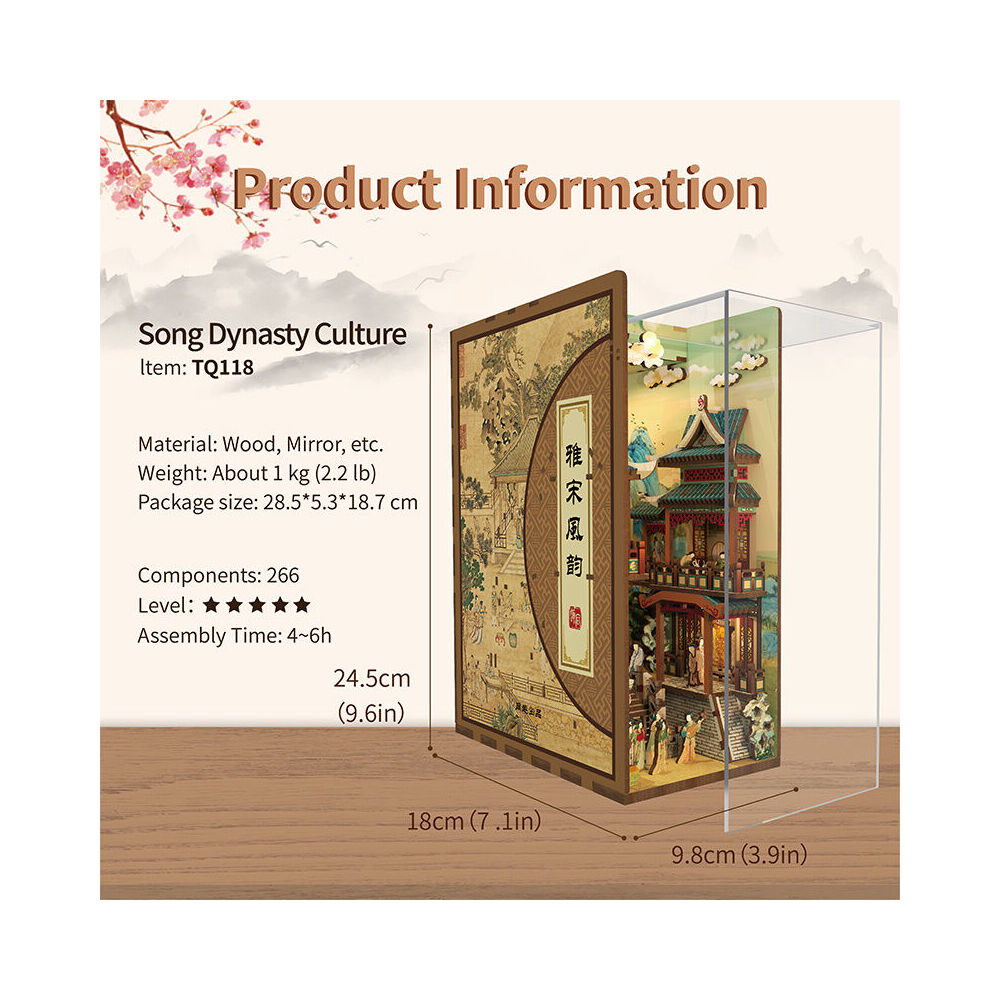Tonecheer Song Dynasty 3D Puzzle 245mm DIY Dollhouse Book Nook Kit 15y+ (266 Pieces) — image 6