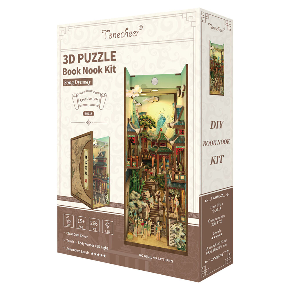 Tonecheer Song Dynasty 3D Puzzle 245mm DIY Dollhouse Book Nook Kit 15y+ (266 Pieces)