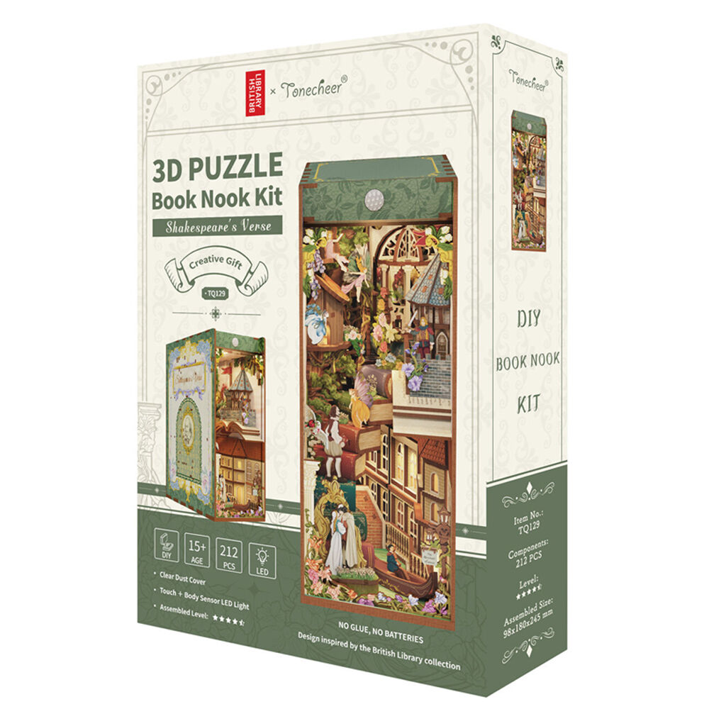 Tonecheer Shakespeare's Verse 3D Puzzle 245mm DIY Book Nook Kit 15y+ (212 Pieces)