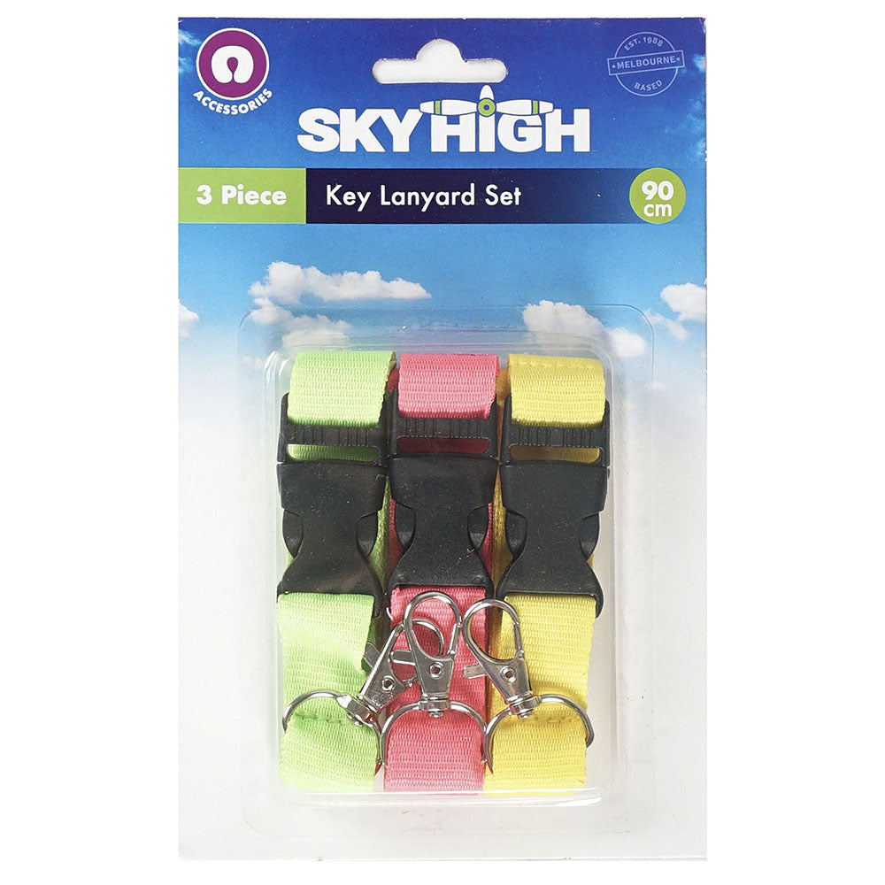 SKY High Lightweight Portable Travel Key Neck Lanyard Set With Clips (3 Pieces)