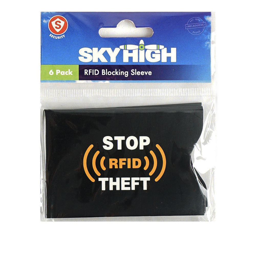 SKY High RFID Blocking Protective Sleeve Passport/Card Wallet Black (6 Pieces)