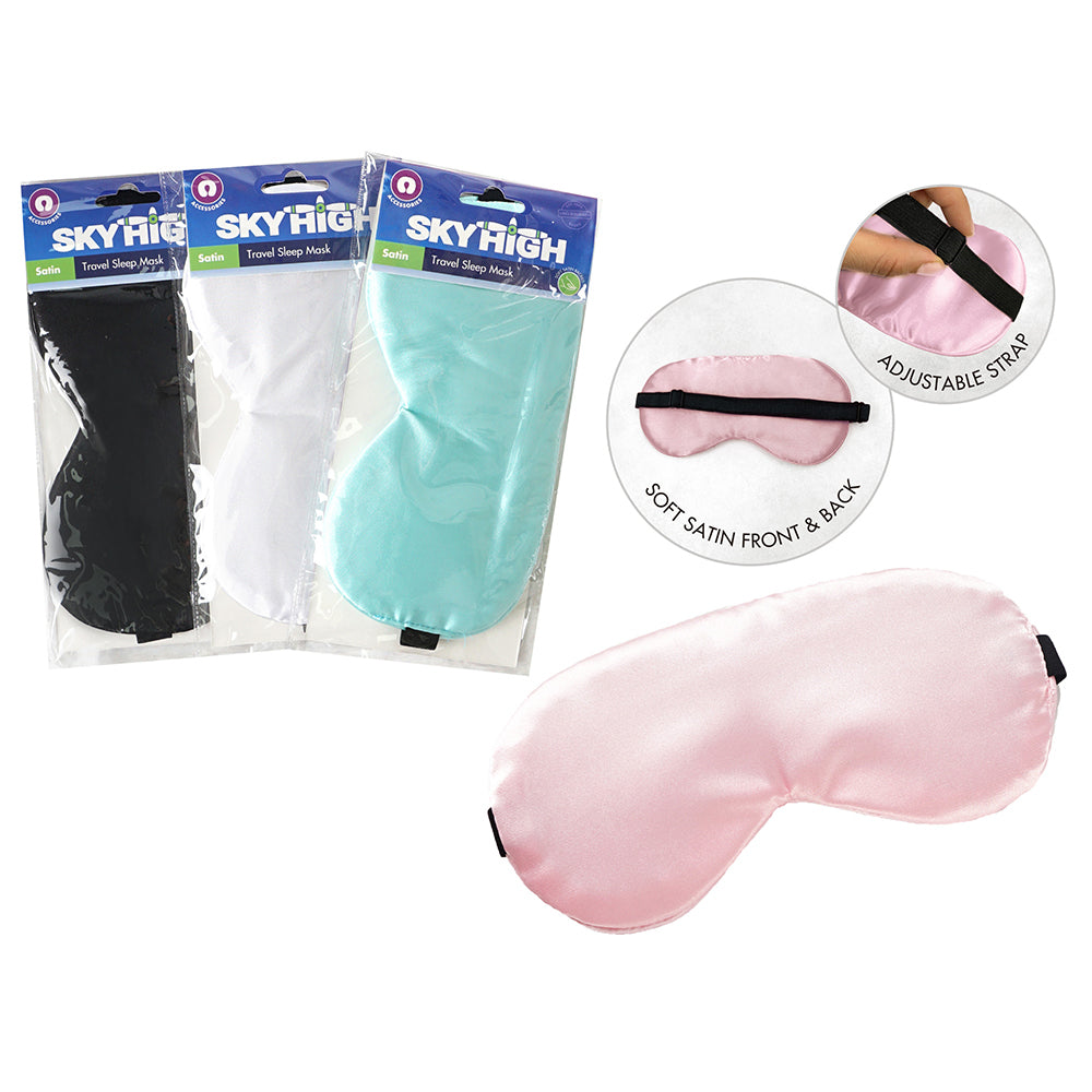 SKY High Travel Satin Light Blocking Eye Mask Solid Colour Assorted Colours (4 Pack) — image 3