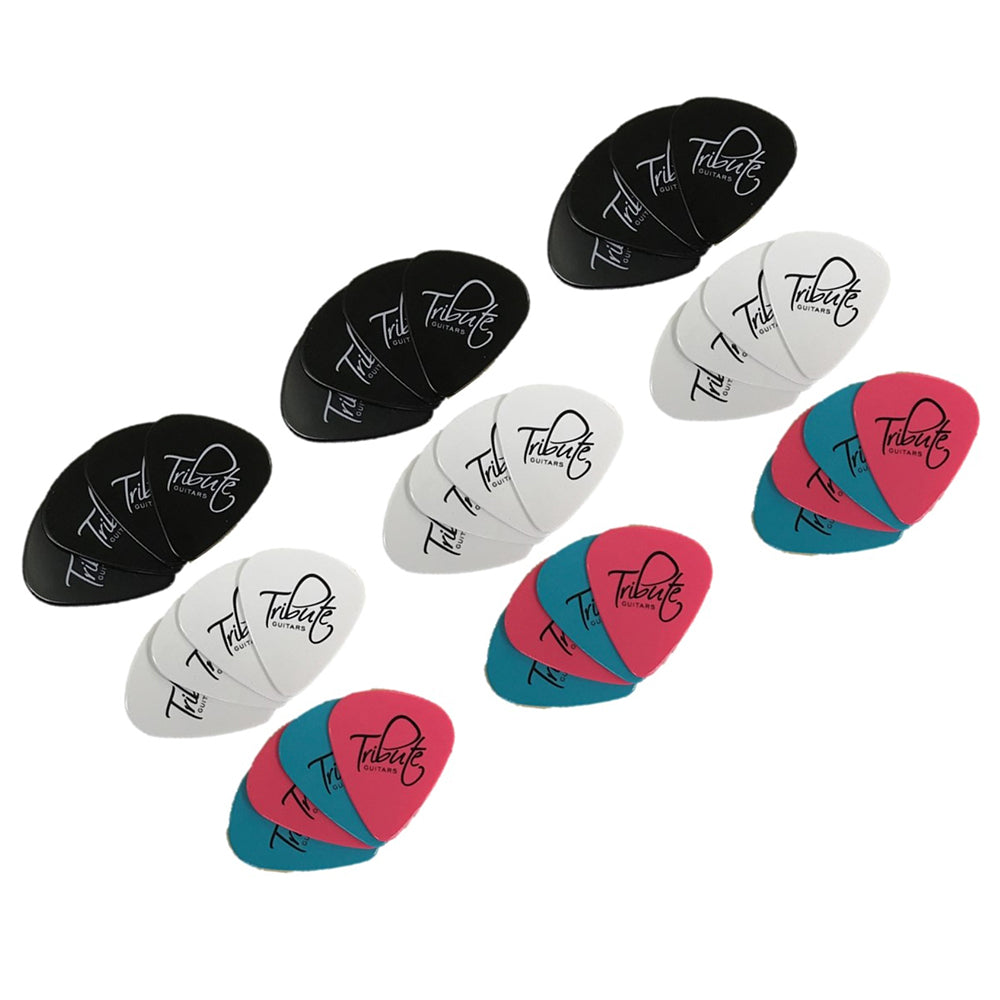 Tribute Guitar/Bass/Ukulele Strumming Plectrum Picks Medium 0.74mm Assorted (36 Pieces)