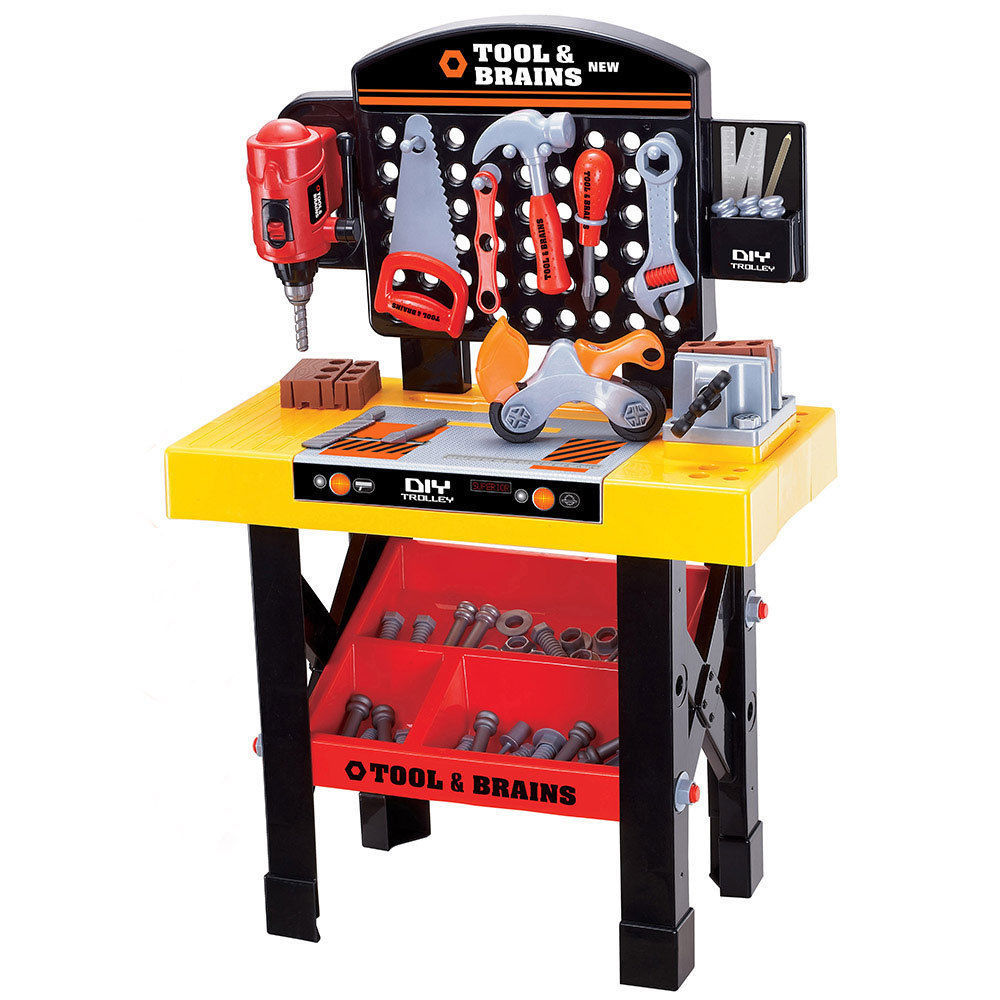 Lenoxx Kids/Children Diy Workbench Tools Pretend Role Play Toy Set/Saw Drill Hammer Nut