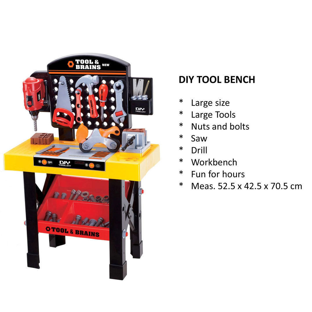 Lenoxx Kids/Children Diy Workbench Tools Pretend Role Play Toy Set/Saw Drill Hammer Nut — image 4