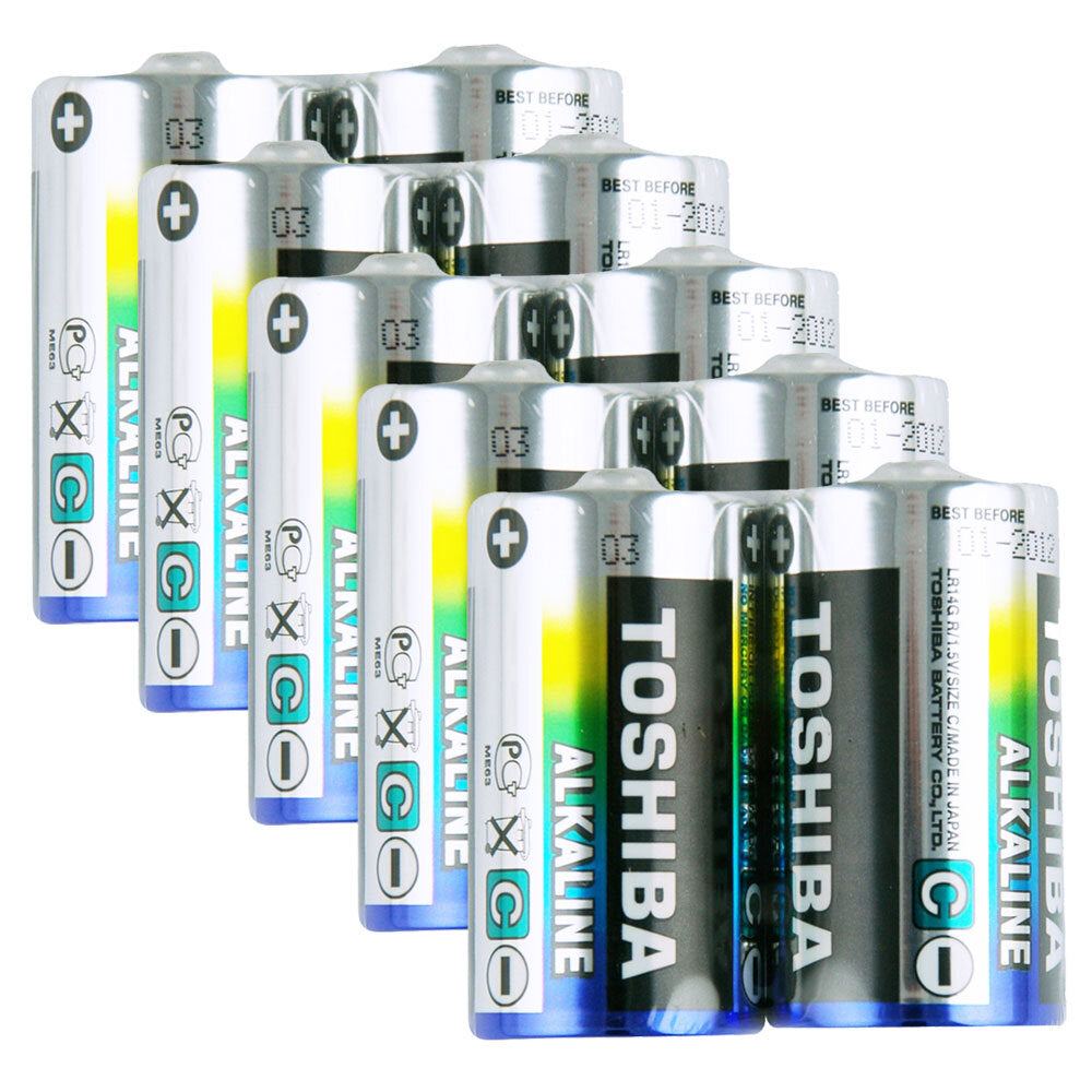 Toshiba 2pc Toshiba Alkaline D R20 Battery Power Cylindrical Multi-Use Batteries (5 Pack)