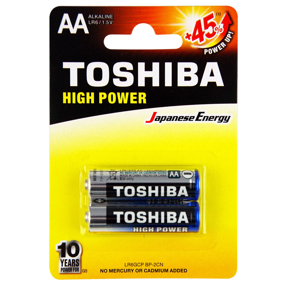 Toshiba Alkaline AA Battery 1.5V Leakage Resistant No Mercury & Cadmium (2 Pieces)