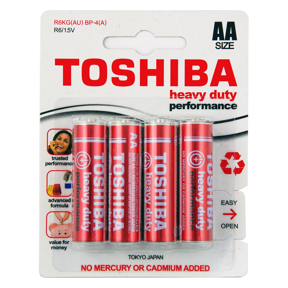 Toshiba 4x Toshiba 1.5V Heavy Duty AA LR6 Battery Cylindrical Multiuse Batteries (6 Pack) — image 2