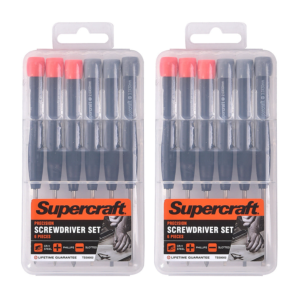 Supercraft 6pc Supercraft Screwdriver Precision Jewellers Slotted/Philips Tool Set (2 Pack)