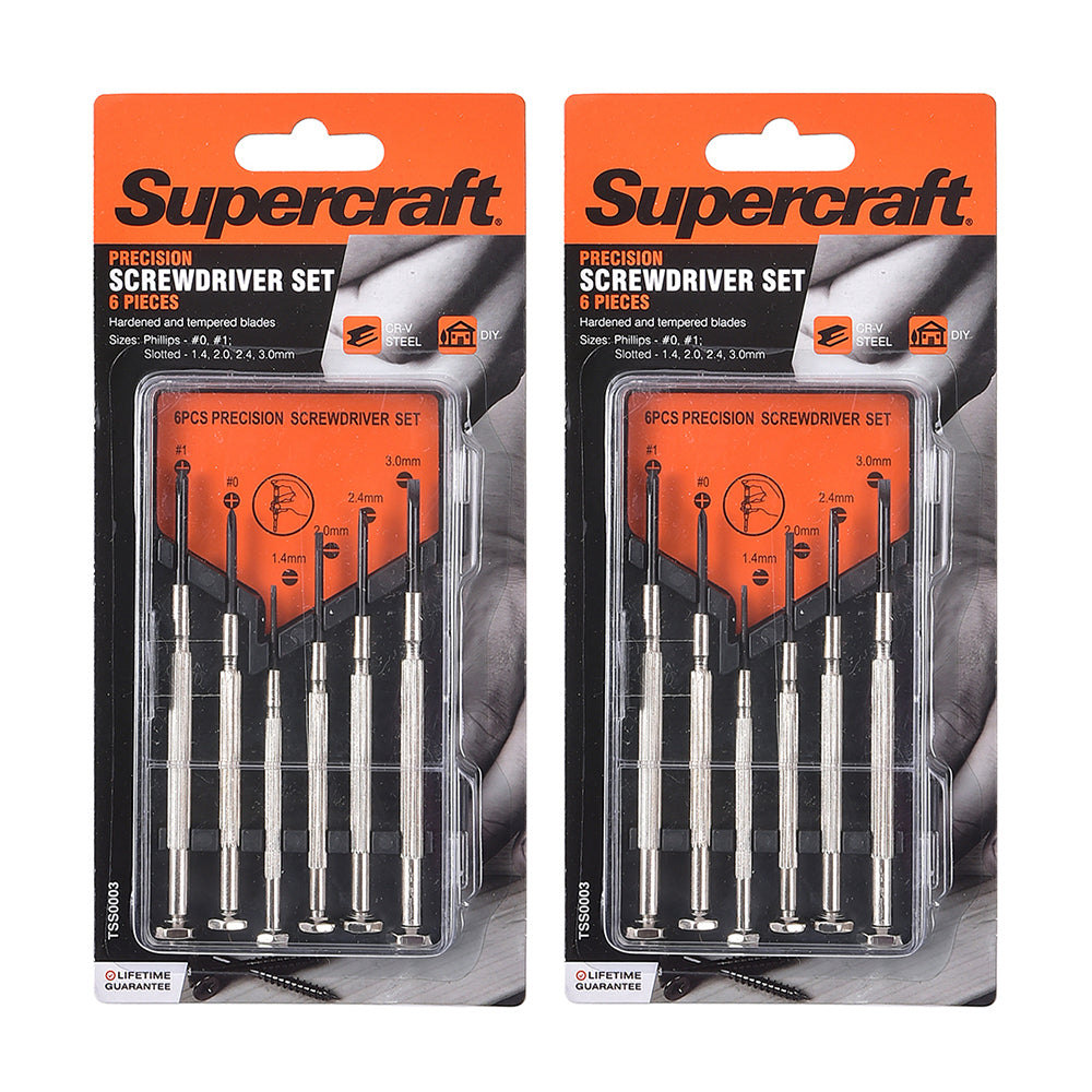 Supercraft 6pc Supercraft Screwdriver Jewellers Precision Slotted/Philips Tool Set (2 Pack)